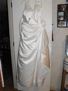 Davids Bridal Halter Satin Ivory Champagn​e Wedding Dress Size 14W