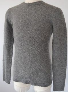 NWT BURBERRY PRORSUM MENS $650 WOOL CASHMERE GREY BOUCLE SWEATER 