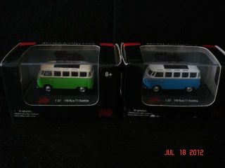 VW Bus Diecast Model Collection Scale 187 T1 Samba Set of 2