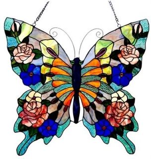 Tiffany Style Stained Glass Butterfly Window Panel SunPanel