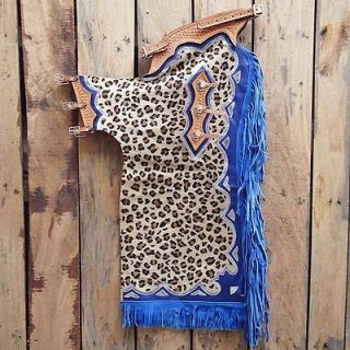 BULL RIDING LEOPARD HAIR ON LEATHER PRO RODEO CHAPS CH101