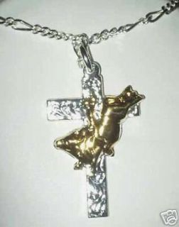 BULL RIDING * CROSS NECKLACE *SILVER *BEAUTY* RODEO