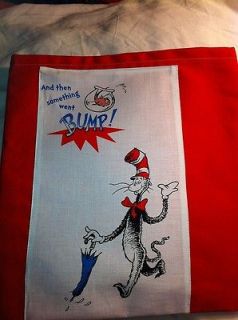   Fabric Dr Seuss Cat in the Hat Things Go Bump Quilt Sq 7 X 11 1/2