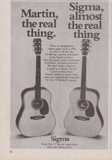 1978 SIGMA GUITAR C.F. MARTIN ALMOST THE REAL THING GUITAR PRINT AD