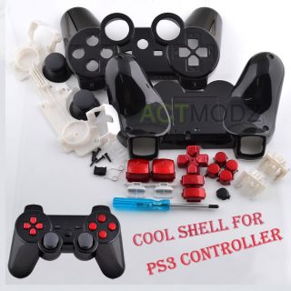 On Sale Glossy Black Shell for PS3 Controller With Red Buttons and 