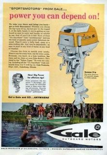 1960 Gale Buccaneer Outboard Motor Original Color Ad