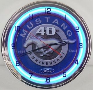 Ford Mustang Pony 40th 15 Neon Clock Parts Dealer Emblem Oval Logo 