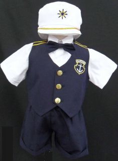 New Baby Toddler Boy kid Navy sailor outfit suit set size 0 1 2 3 4 5 