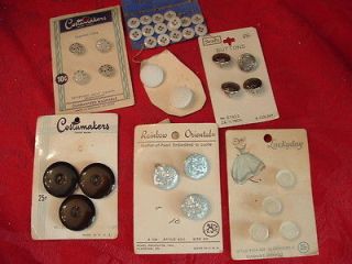 Vintage Carded Buttons Imported Crystal Glass   Mother of Pearl in 