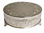 Silver Round Wedding Cake Plateau Stand with Design   14, 18 or 22