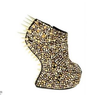 Womens Sexy Spike Studded Party Platform Leather No Heels Wedge Bootie 