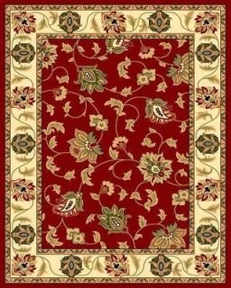 Burgundy Black Green Ivory Rust 8x10 Oriental Area Rug Carpet Floral 