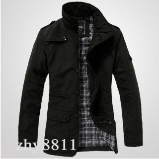 New Black Mens Jacket Trench Coat Blazer Plus Cotton Inside 4 Size M 