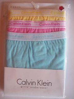 Calvin Klein Underwear Underpants 3 Pair Bikinis Girls Sz Small Solids 