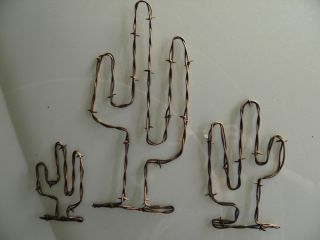 Cactus Rusty Barbed Wire Art~ 11~7~4 Cowboy Rustic South Western 