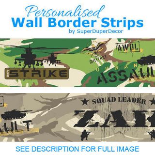   SQUAD LEADER personalised BEDROOM WALL BORDER army wallpaper strips