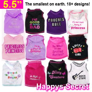 Small Dog/Puppy/Rabb​it Tee Vest Hoodie Clothes XXS