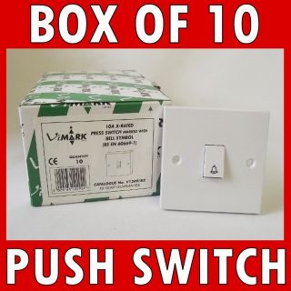 10 White Bell Press Push Call Retractable Electric Switch 12v   240v 