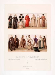 1888 Chromolithogra​ph Habit Monk Canon Nun Robes Clothing Religious 