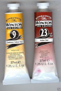 Winsor & Newton Oil Paint Cad Yellow Hue & Indian Red