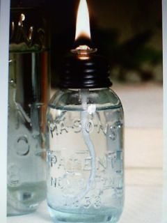 Mason Jar Miniature Oil Lamp, Masons Patent Nov. 30 1858, Vintage 