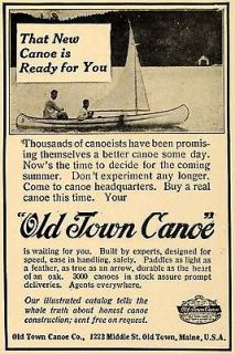 1913 Ad Old Town Canoe Maine Camping Hobby Boat Marine   ORIGINAL 