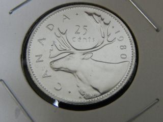 1980 SPECIMEN Canadian Canada Caribou Quarter Twenty Five 25 Cent Near 
