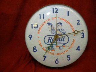 VINTAGE ROUND REXALL DRUG STORE ADVERTISING CLOCK SCARCE