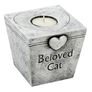   Memory Graveside Memorial Ornaments T Light Candle Holder Beloved Cat