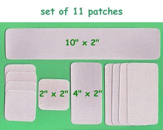 11 Canvas Heat Seal Iron On Patches ~ Tent Canopy Awning Tarp Cover 
