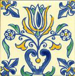 Mediterranean Spanish Ceramic Tiles   Tulip design 4x4