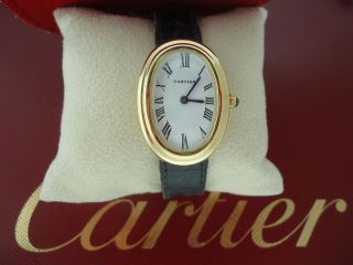 VINTAGE CARTIER BAIGNOIRE LADIES 18K YELLOW GOLD AUTOMATIC WATCH OVAL 