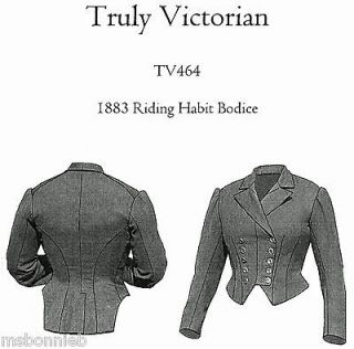Truly Victorian 1883 Double Breasted Riding Habit Bodice TV464 Sewing 