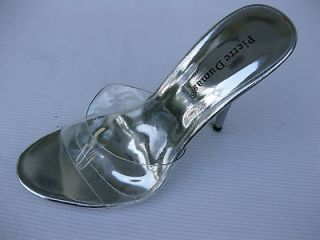 Pierre Dumas Womens Shoes $39 Classic Lucite Silver Slide Sandal 10 M