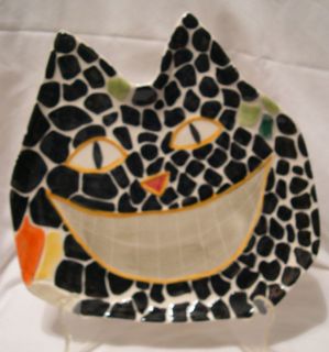 Black Cat mosaic Ceramic Plate Halloween decor display