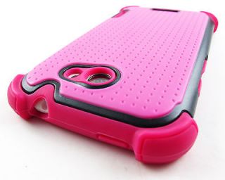 PINK Soft Hard Hybrid Combo Case Cover HTC One X ATT Phone Accessory