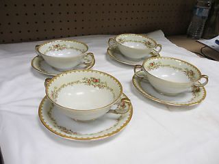 12 Sets MEITO China HP Chadwick TWO Handle Soup Cup Saucer