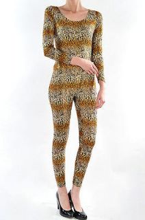 Sexy cheetah leopard print catsuit unitard bodysuit, long sleeve 