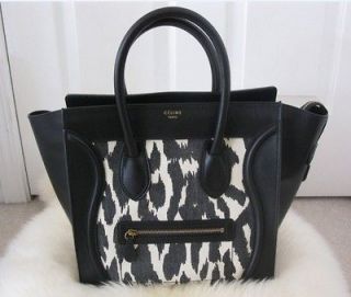 NWT 100% AUTH Celine Black leopard Mini Luggage Tote Bag Resort 2012 
