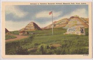 Theodore Roosevelt National Park Postcard Entrance View ND Badlands 