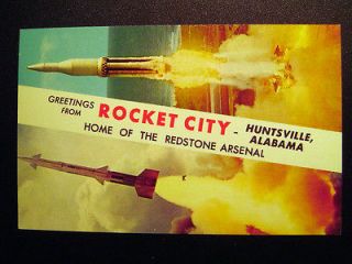 Greetings from Rocket City Huntsville AL Postcard 1962
