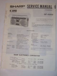 Sharp Service Manual~GF 5252 Boombox Cassette Radio