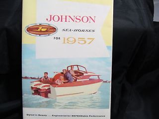 Newly listed 1957 JOHNSON SEA HORSE BOAT MOTOR SALES BROCHURE PAMPHLET