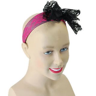 1980s Fancy Dress Pink Lace Headband Cyndi Lauper 80s Fancy Dress