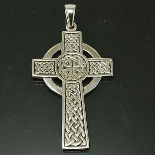 Large Celtic Knot Cross Pendant 925 Solid Sterling Silver, Irish 