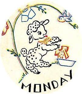 Vogart 252 Days of the Week Lambs for Dish Towels 1950s