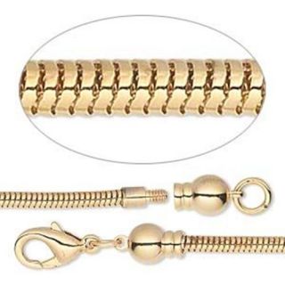 Add A Bead GP Gold 2.6mm 18 Snake Chain NECKLACE For Charm Beads