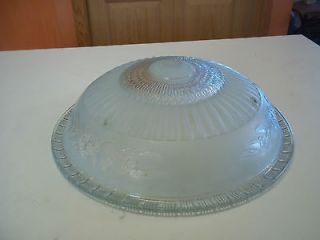 antique shade ceiling light crystal opaque floral design 1930s large 