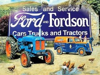FORD & FORDSON TRACTOR SALES & SERVICE NOSTALGIC METAL SIGN 15 3/4 W 