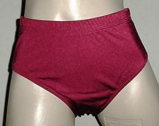 NWT GK Elite Shiny Nylon cheerleading brief bikini burgundy S, M, L or 